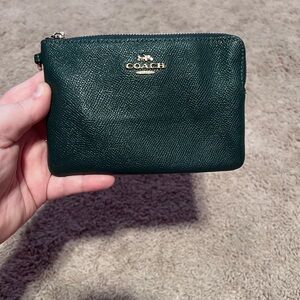Coach Forest Green Leather Pouch